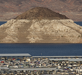 Lake Mead with its dropping water level - Location Nevada, Arizona border just southeast of Las Vegas
